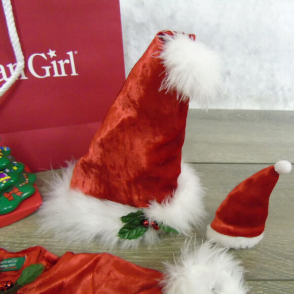 American Girl Bitty Baby SANTA'S HELPER Christmas Outfit Stacking Tree AG Bag + - Picture 3 of 10